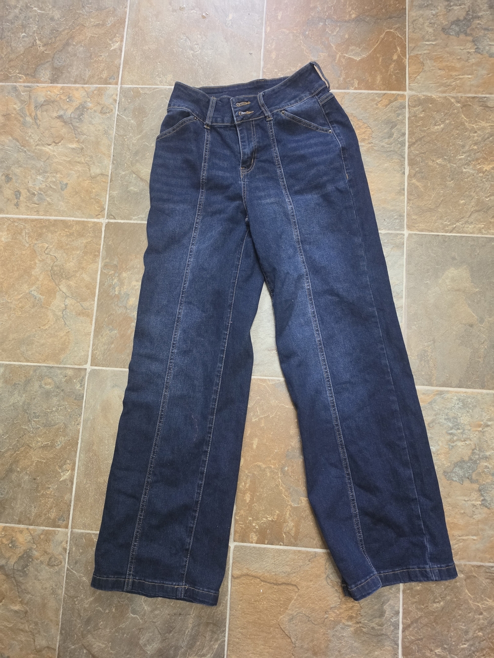 High-Rise Dark Indigo Wide-Leg Jeans